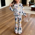 thumbnail image 2 of Grblisyd First Day of School Outfits for Girls Kids 2 Piece Crew Neck Long Sleeve Sweatshirt & Elastic Waist Flare Pants Fall Winter Clothing for 2-8Y, 2 of 7