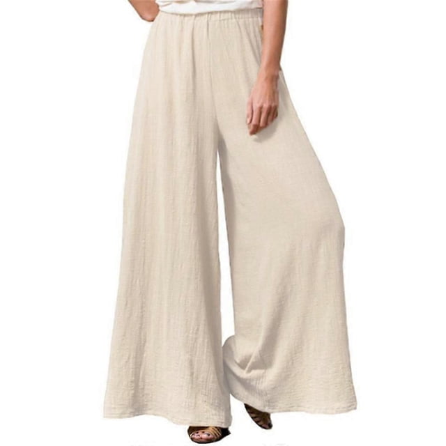 Womens Elastic Waist Wide Leg Pants Loose Casual Trousers