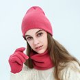 thumbnail image 3 of Hat Scarf Gloves Set Classic Unisex Thermal Gloves Loop Scarf Ribbed Knit Cap, 3 of 10