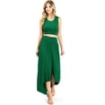 thumbnail image 3 of Lana Roux Women's Juniors Crop Top w Matching Hi-Lo Maxi Skirt (Emerald, Small), 3 of 4