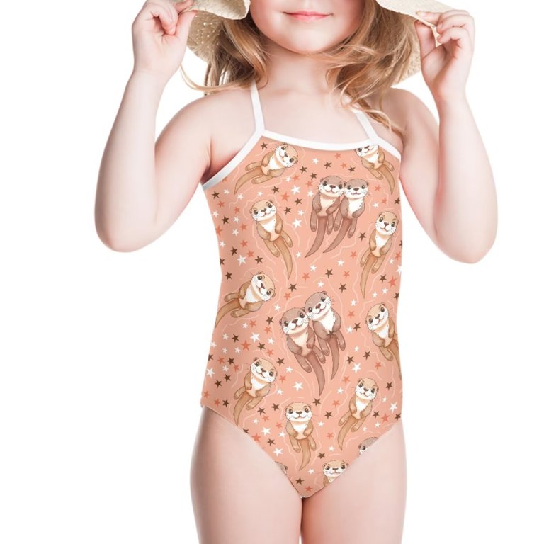 FOR U DESIGNS Otter Star Girl Swimwear 1-2 Years Old Orange One