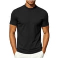 thumbnail image 2 of Ceisia Soft Stretch Mock Neck Mens Solid Tees Short Sleeve Basic Casual Tops Slim Fit Blouse For Indoor Outdoor Daily Fashion Matching Looks Black L Gift, 2 of 8