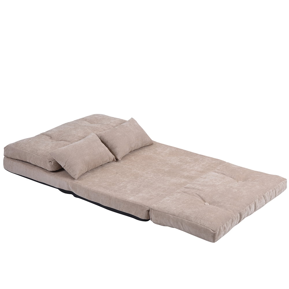 Kepooman Adjustable Folding Leisure Sofa Bed with Two Pillows for Living Room, Beige Kepooman Adjustable Folding Leisure Sofa Bed with Two Pillows for Living Room, Beige