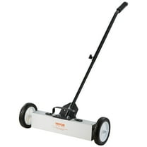 HCY 45Lbs Rolling Magnetic Sweeper with Wheels, Push-Type Magnetic Pick Up Sweeper, 18-inch Large Magnet Pickup Lawn Sweeper, Magnet with Telescoping Handle, Easy Cleanup of Workshop Garage Yard