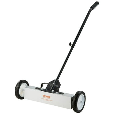 HCY 45Lbs Rolling Magnetic Sweeper with Wheels, Push-Type Magnetic Pick Up Sweeper, 18-inch Large Magnet Pickup Lawn Sweeper, Magnet with Telescoping Handle, Easy Cleanup of Workshop Garage Yard