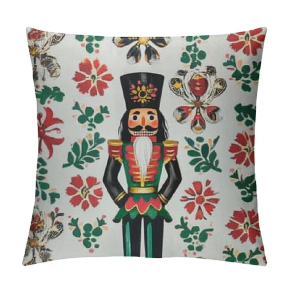 Creowell  Throw Pillow Covers, Christmas Nutcrackers Soldier Square Pillowcase Decorative Cushion Covers, Home Decor Pillow Case for Sofa Couch Bed 12x12in