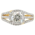 thumbnail image 2 of 1 1/2 ct.t.w Round Cut Lab Created Moissanite Diamond Split Shank Crossover Halo Bypass Engagement Ring In 14K Yellow Gold Over Sterling Silver(G-H Color, VVS1 Clarity,1.50 Cttw)-10, 2 of 7