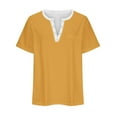 thumbnail image 5 of Yuyuzo Plus Size Tops for Women Notch V Neck Solid Color T Shirts Short Sleeve Basic Tees with Pocket, 5 of 5