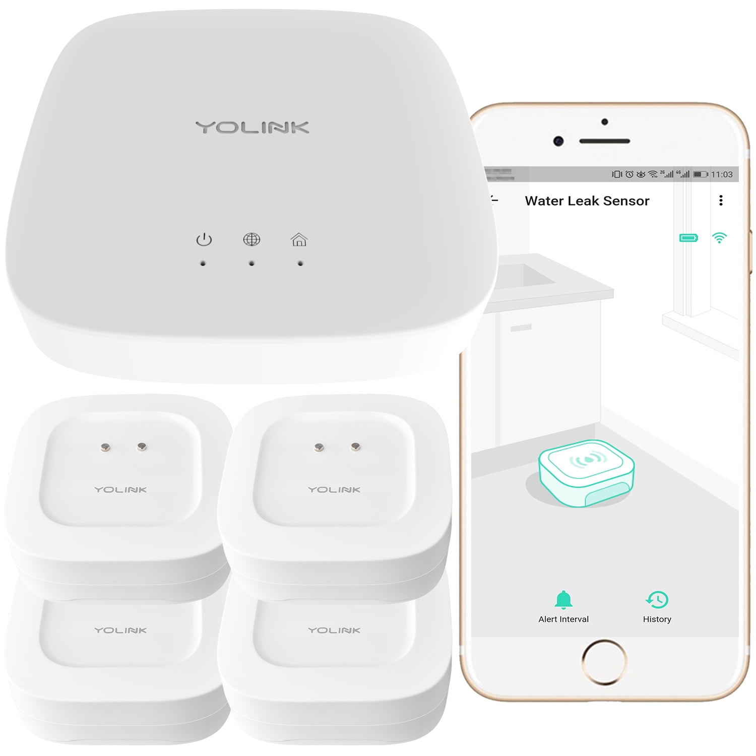 Smart Leak Sensors, YoLink 1/4 Mile World