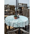 thumbnail image 2 of Outdoor Tablecloth with Umbrella Hole for Patio/Picnic/Party/Camping, Summer Ocean Starfish Waterproof Table Cloth Round Cover Washable, Coastal Coral Beach Conch Teal Green (Dia 60"), 2 of 9