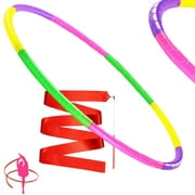 TABGIME Kids Gymnastics Kit: 30" Adjustable Exercise Hoops and 2m Dance Ribbon for 3-16 Child