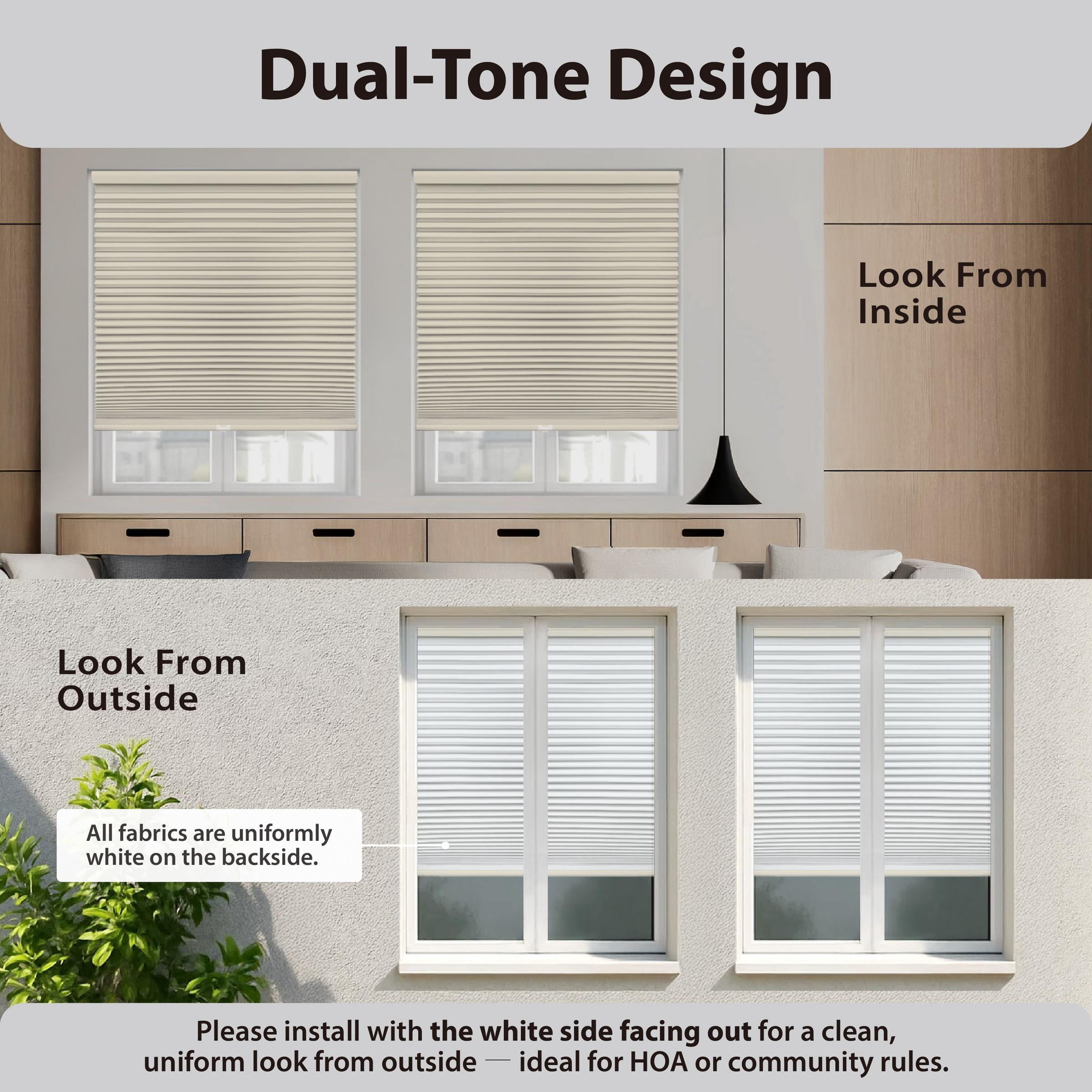 Regal Living Blackout Cordless Cellular Shade, Ivory - 32.5" W x 64" L