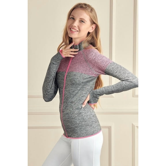 Women's Colorful Full Zipper Jacket with Thumb Holes - Perfect for Spring & Fall
