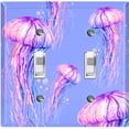thumbnail image 1 of Metal Light Switch Wall Plate Outlet Cover (Ocean Jellyfish Light Purple - Double Toggle), 1 of 2