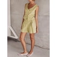 thumbnail image 5 of Biezeib Women 2 Piece Summer Outfits Solid Color Irregular Button Tank Tops and Elastic Shorts Club Streetwear Fashion Clothes, 5 of 6
