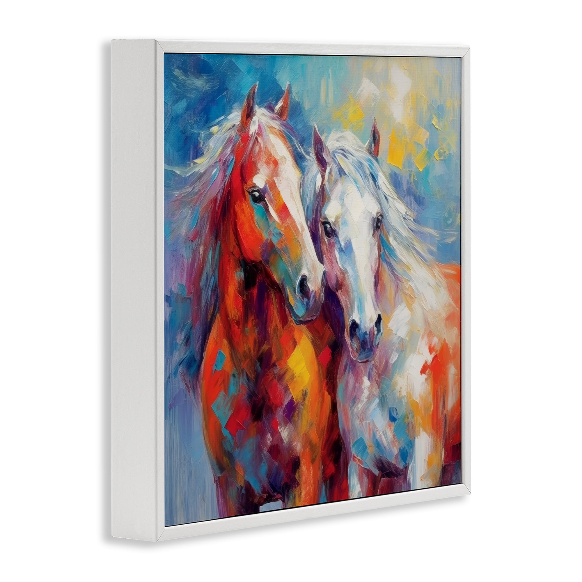 Stupell Industries Abstract Brushed Horses Animals & Insects Painting White Framed Art Print Wall Art, 12 x 12