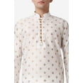 thumbnail image 6 of Royal Kurta Jacquard Silk Printed Cream Kurta White Dhoti Set for Men, 6 of 7