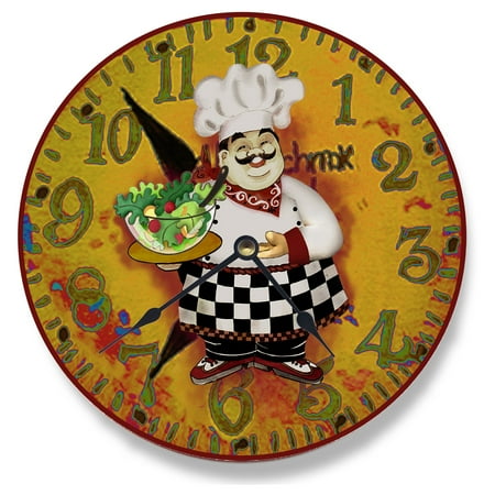 - The Stupell Home Decor Collection 12 in. Italian Chef With Salad Vanity Wall Clock