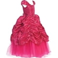 thumbnail image 3 of Flower Girl Dress Embroidered Ankle Length Taffeta Dress for Big Girl Fuchsia 16 CA.596D, 3 of 4