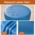 thumbnail image 3 of Bar Stool Cover Waterproof Round Seat Cushion Cover Stretch Barstool Slipcovers Set of 2 PU Leather Bar Chair Covers Blue, 3 of 14