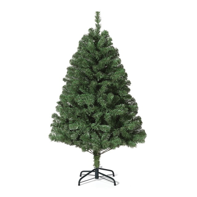 Árbol de Navidad artificial realista - Diseño frondoso de pino, 380 ramas, fácil montaje, base metálica plegable - Ideal para decoración navideña en hogar, oficina y hotel - Verde - 4.5FT