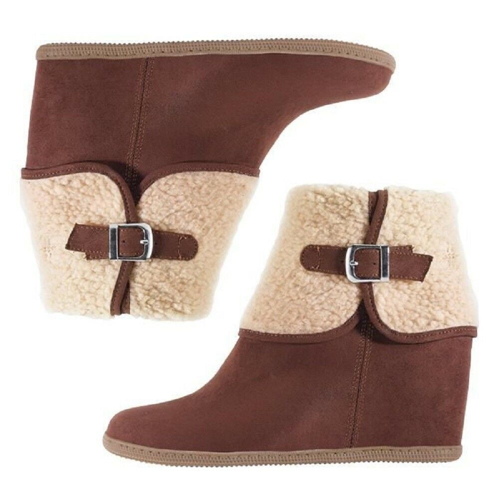 Cushion-Walk Wedge Heeled Warm Mid Calf Boots Comfy Breathable Ankle Flat Shoes 