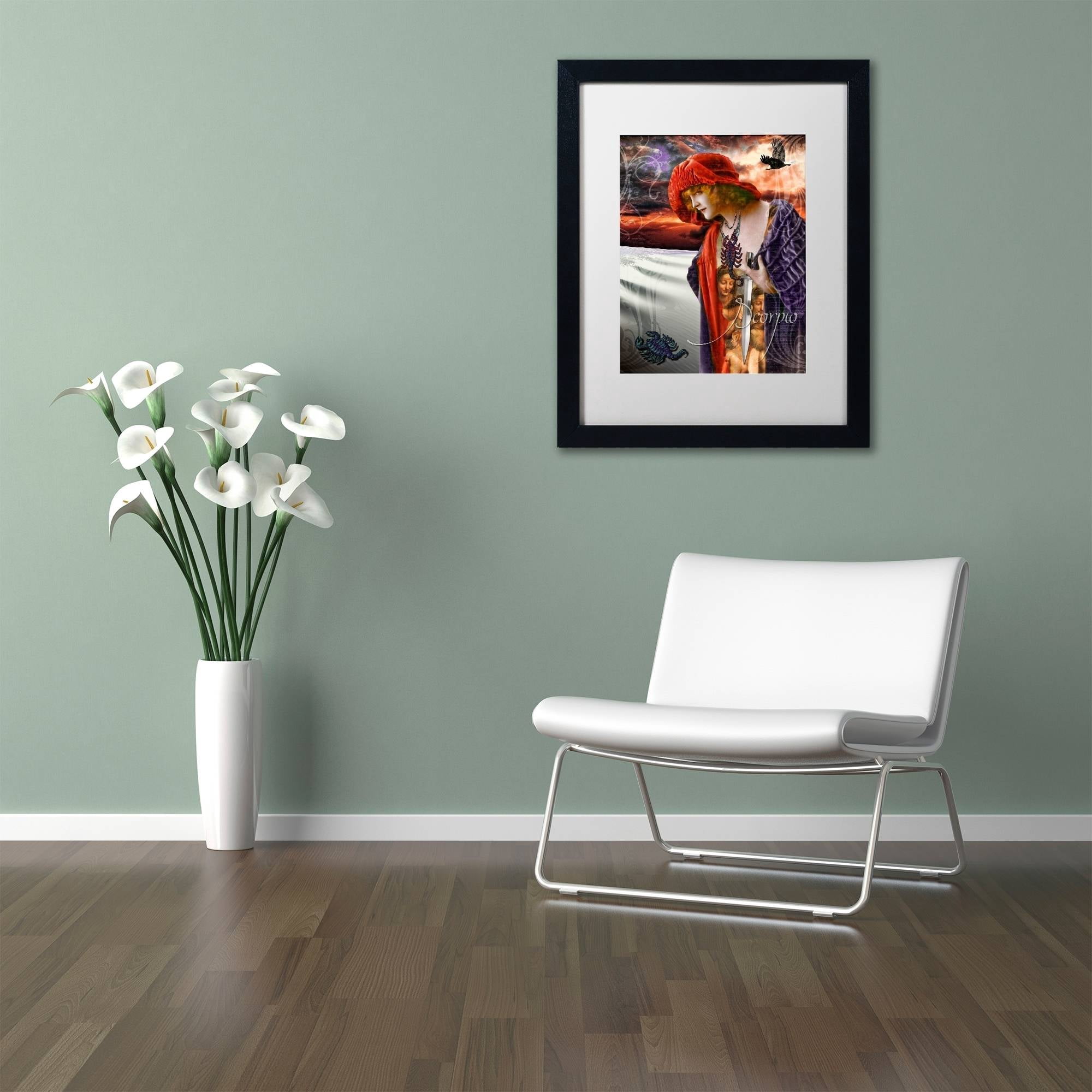 Trademark Fine Art "Art Nouveau Zodiac Scorpio" Canvas Art by Color Bakery White Matte, Black Frame