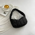 thumbnail image 4 of Women Shoulder Bags Cloth Quilted Simple Solid Color Shopping Bag (Black), 4 of 10