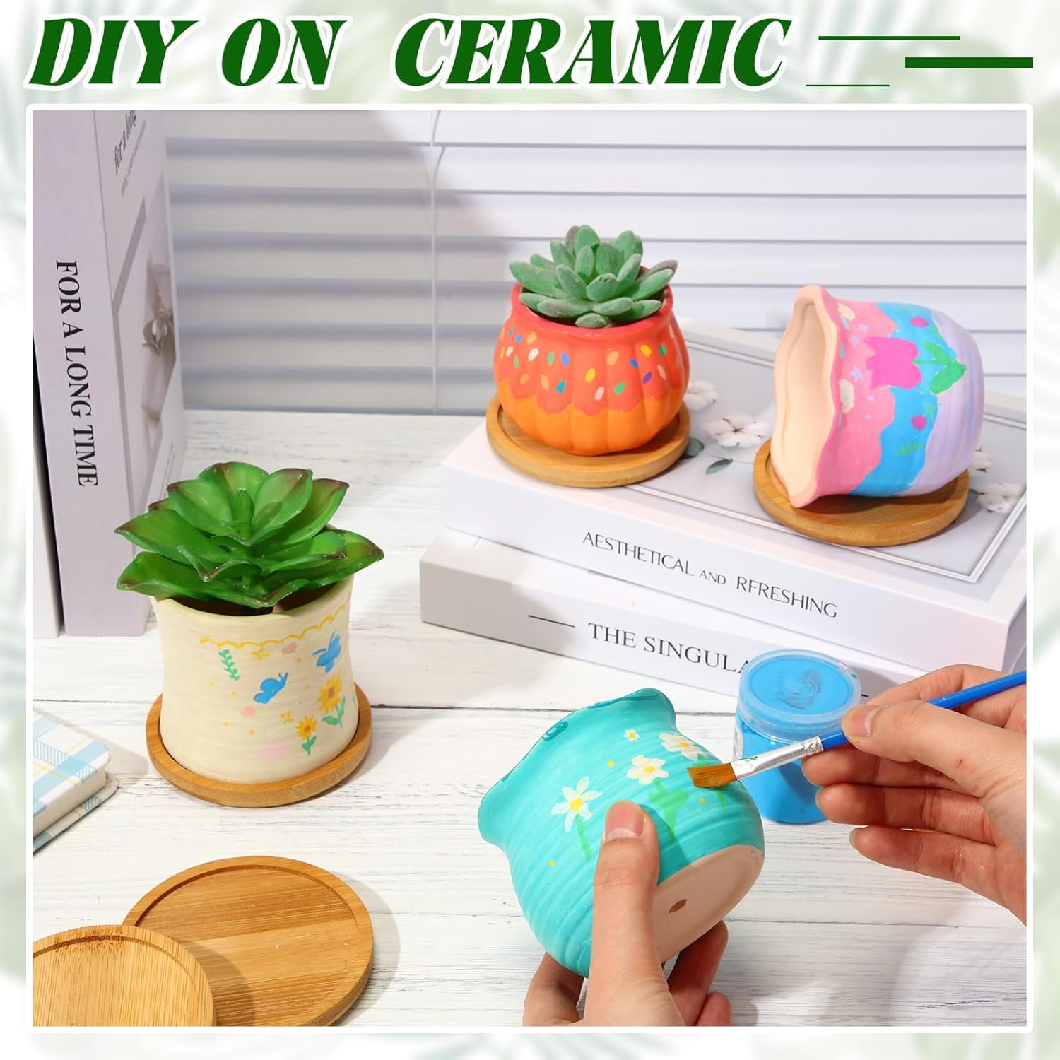 DIY Ceramic Succulent Planter Pots to Paint, Unpainted Flowerpot Craft Kit for Gardening and Pottery Painting, 12 Sets 3 Inch Paint Your Own Planters