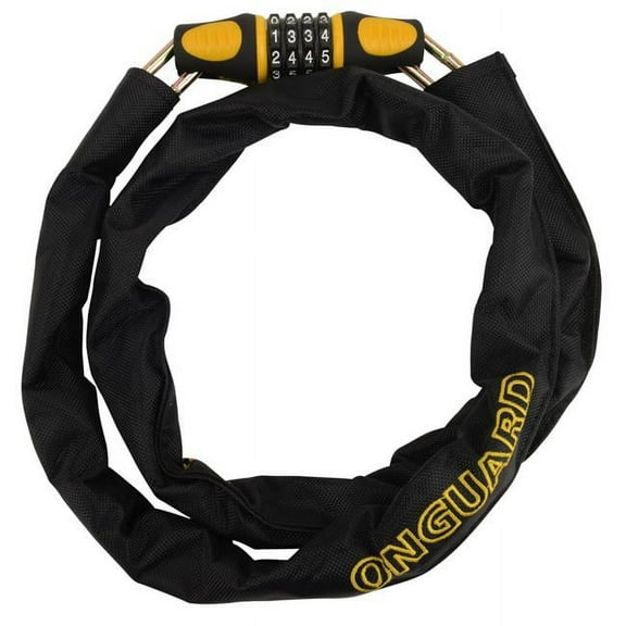 Onguard 496076 120 cm x 6 mm Mastiff Combo Lock, Black & Yellow