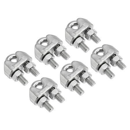 Uxcell 1/8 Wire Rope Cable Clip Clamp Stainless Steel U Bolt Fastener for Rigging Railing Silver Tone 6Pcs