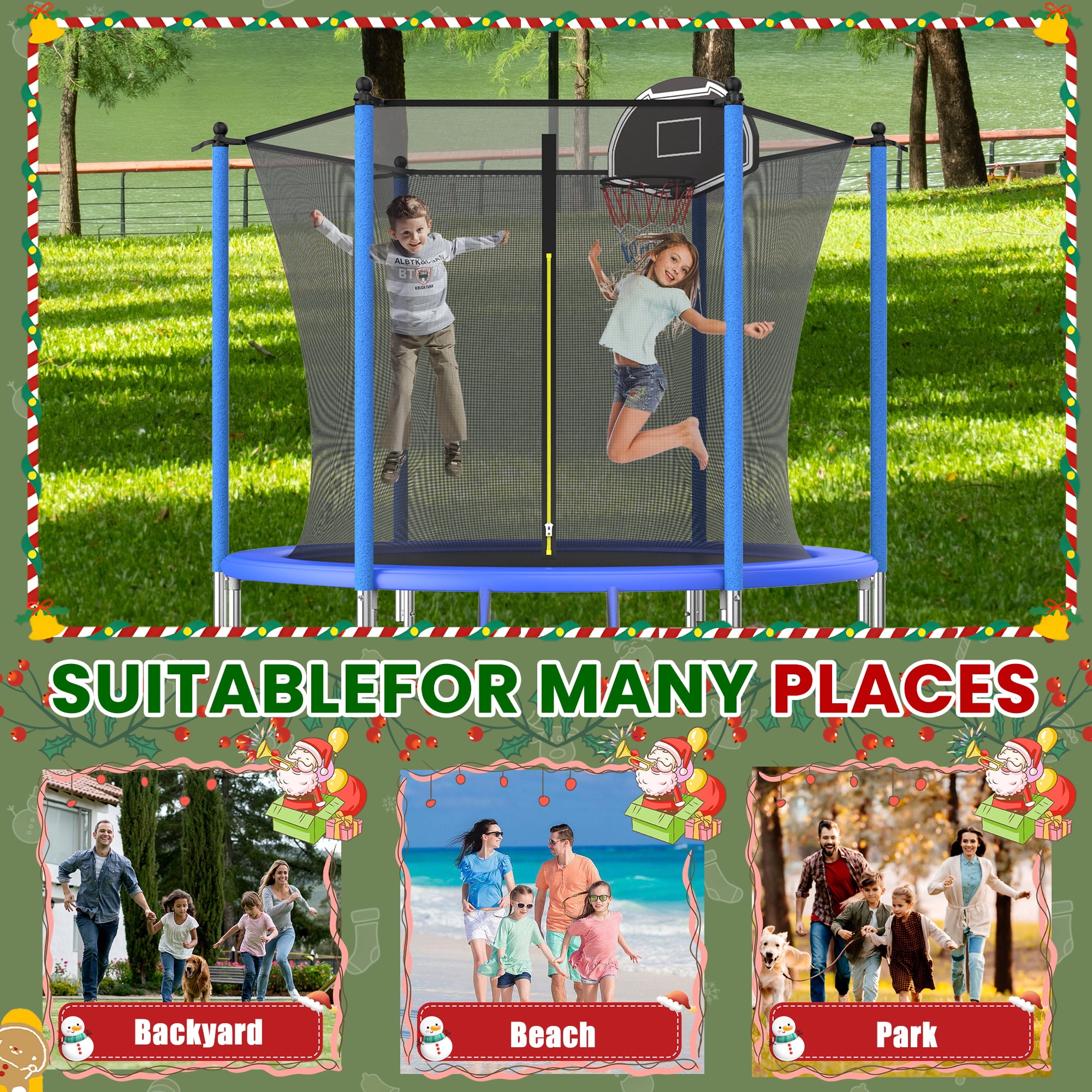 Shengchao Trade 1200LBS 12ft Heavy Duty Outdoor Trampoline for 3-5 Kids and Adults,Backyard Trampoline with Enclosure Net and Ladder, Jumping Trampoline Capacity for Boys and Girls Birthday Gift