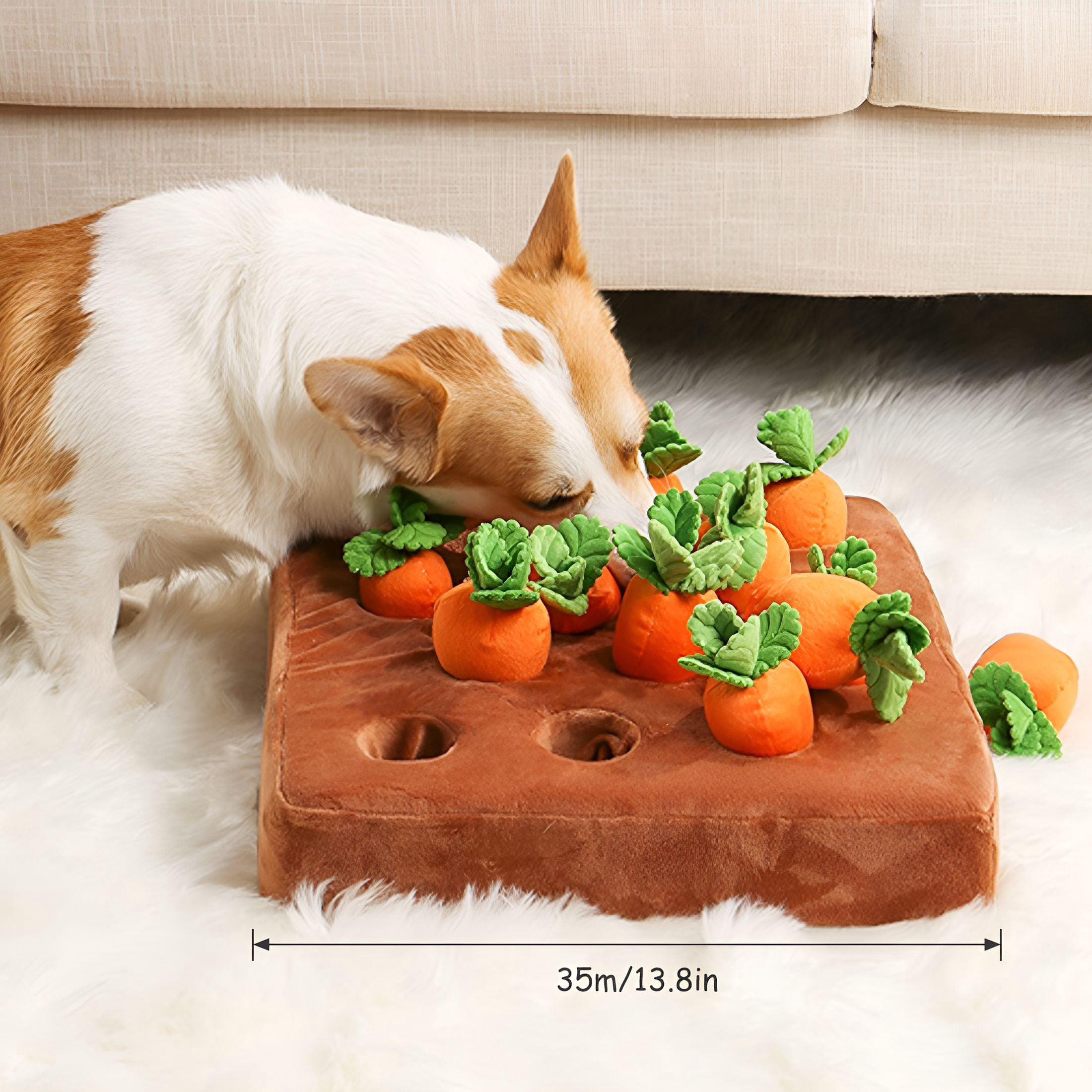 BESTSKY Interactive Dog Toys, Dog Carrot Garden Toy with Non-Slip Bottom Cute Dog Carrot Patch Durable Dog Carrot Snuffle Toy Fun Interactive Dog Toys Creative Soft Dog Toy Aggressive Chewers
