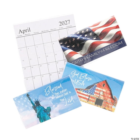 6 1/2" x 3 1/2" 2026 - 2027 Religious Patriotic Pocket Planner Calendars - 12 Pieces