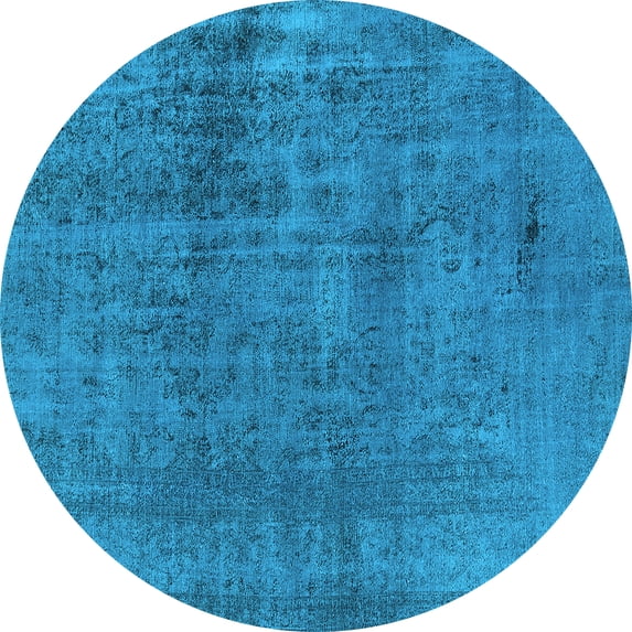 Ahgly Company Indoor Round Oriental Light Blue Industrial Area Rugs, 3' Round