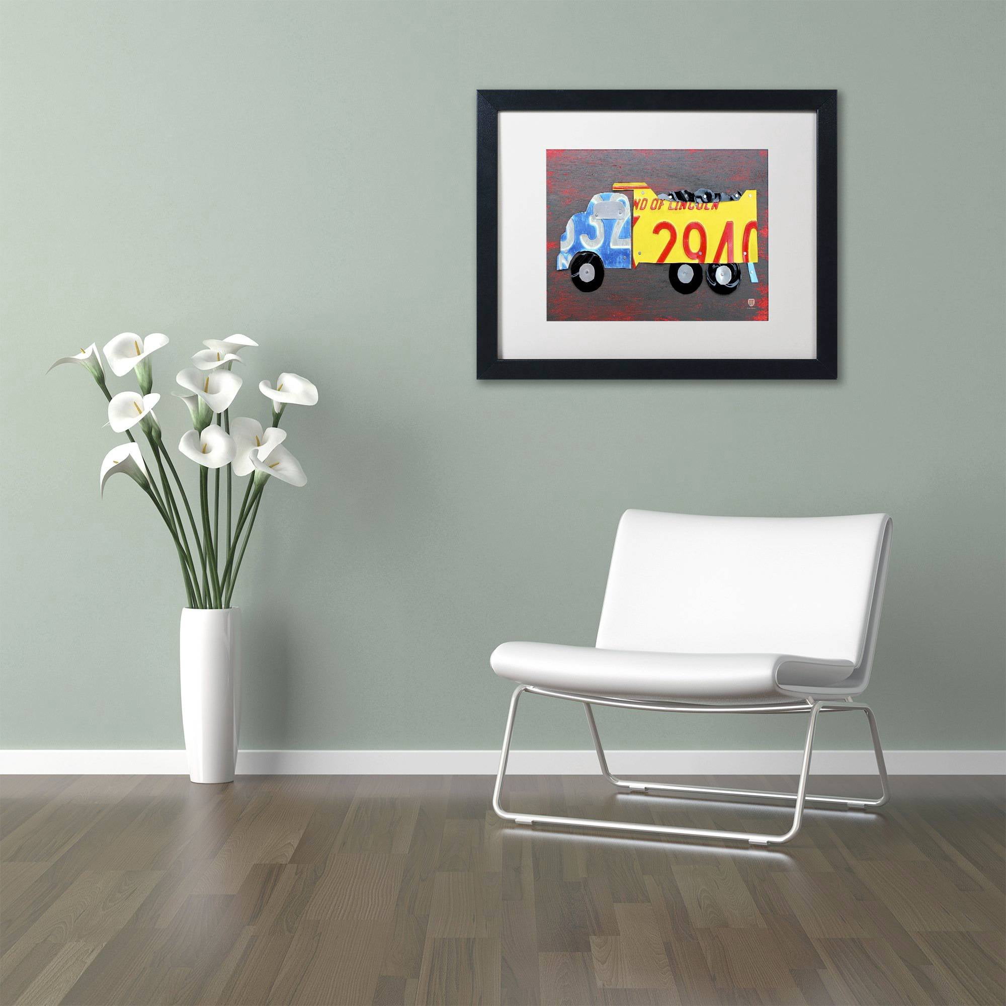 Trademark Fine Art 'Dump Truck' Canvas Art by Design Turnpike, White Matte, Black Frame