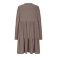 thumbnail image 6 of Dresses for Women Women's Fashion Solid Color Round Neck Long Sleeve Round Neck Dress Long Skirt Deals Khaki, XL, 6 of 9