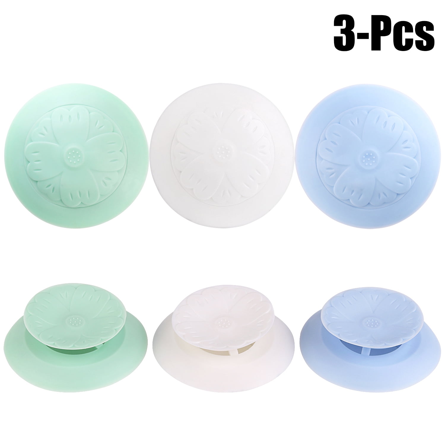 Outgeek 3Pcs Drain Stoppers Rubber Sink Bathtub Stoppers Hair Catchers for Kitchen Bathroom Home