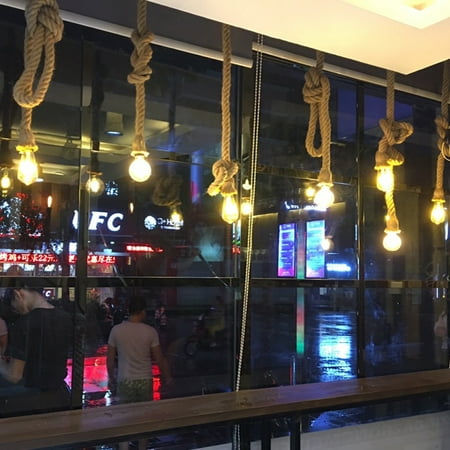 

WarmthandFish Hemp Rope Pendant Light Fitting Cord 100cm Hotloop E27 Vintage Lamp Holder Suspended Light Fitting Kit for Edison Light Ceiling Light DIY Hanging Light for loft Restaurant Hall