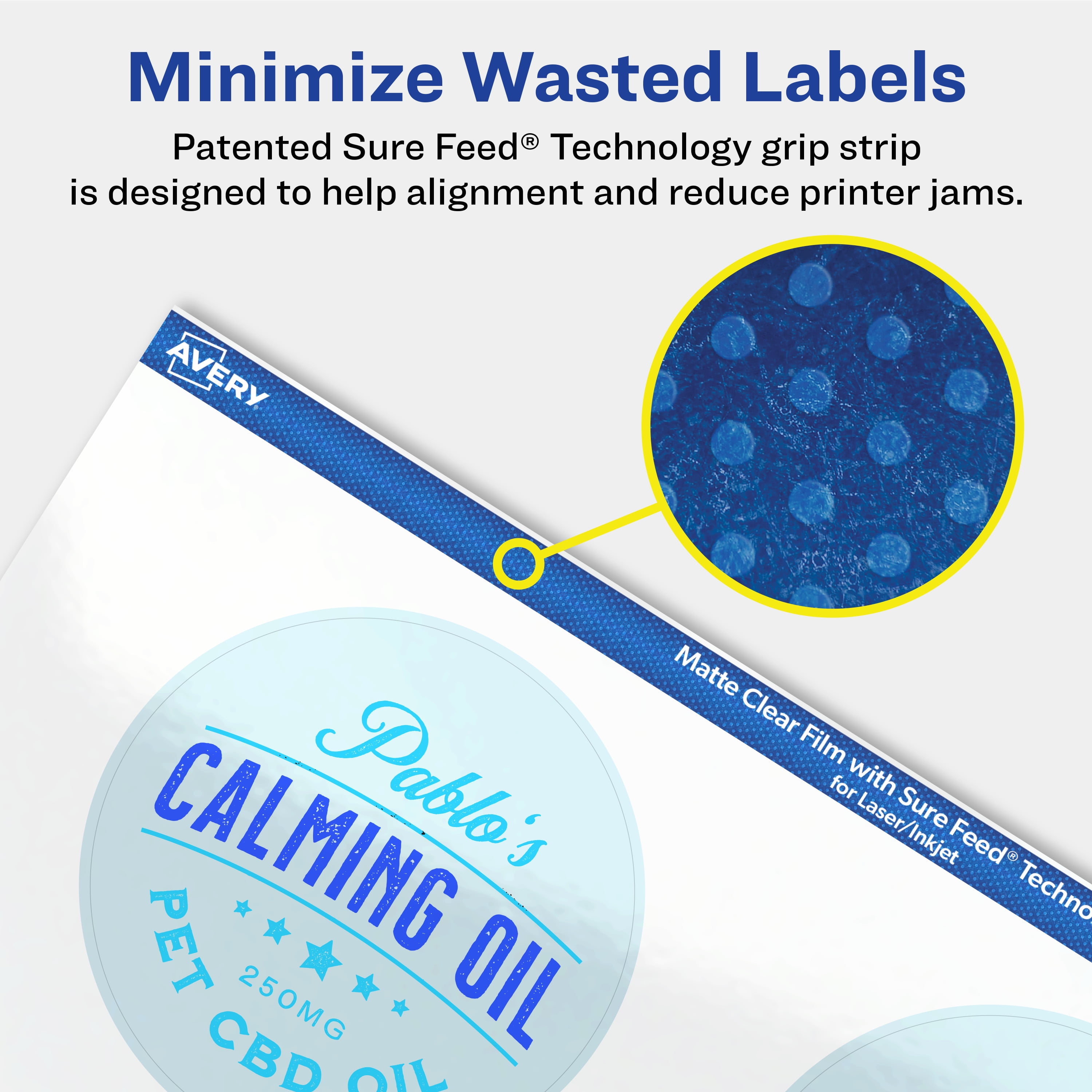 Avery Matte Clear Round Labels, 2-3/4" Diameter, 300 Total