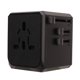 thumbnail image 2 of Adaptador de viaje Adaptador universal negro con 3 USB 1 tipo C Protección de seguridad Adaptador internacional EE. UU. Reino Unido Enchufe UE AC100-240V, 2 of 10