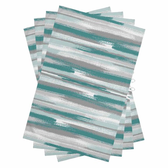 Blue Gray Stripes Kitchen Towels Set of 4, Water Absorbent Dish Towel, Watercolor Modern Abstract Minimalist Decorative Hand Towels - Quick Drying Cloth for Cooking Baking, 18x28 Inch