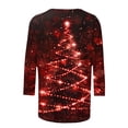 thumbnail image 4 of QIPOPIQ Hauts pour Femmes Manches 3/4 Chemises Col Rond Blouses Décontractées Amples T-Shirts Couleur Unie Liquidation, 4 of 4