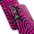 Black Pink Wavy Pattern Tough Phone Cases- For Women Girls - Dual ...