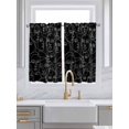 thumbnail image 2 of Tier Curtains 45 Inches Long, Abstract Style Window Treatment Curtain Drapes, Black Face Line Modern Character Art Small Curtain Drapes for Bathroom Laundry Room, 27.5"x45", 2 Panels, 2 of 7