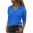 thumbnail image 1 of Yuyuzo Chemises à Manches Longues pour Femmes V Col Rond Col Rond Pull Tunique Tops Chemisiers, 1 of 5