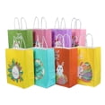 thumbnail image 3 of 12PC Easter Gift Bags Kraft Paper Bags with Handles, Colorful Bunny Design for Easter Egg Hunts, Party Favors Candies Goodie Bags Bulk, Packaging, Gifts, 3 of 6