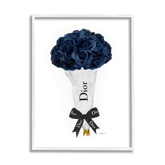 Stupell Industries Blue Rose Floral Bouquet Fashion Glam Bow, 24 x 30, Design by Amanda Greenwood