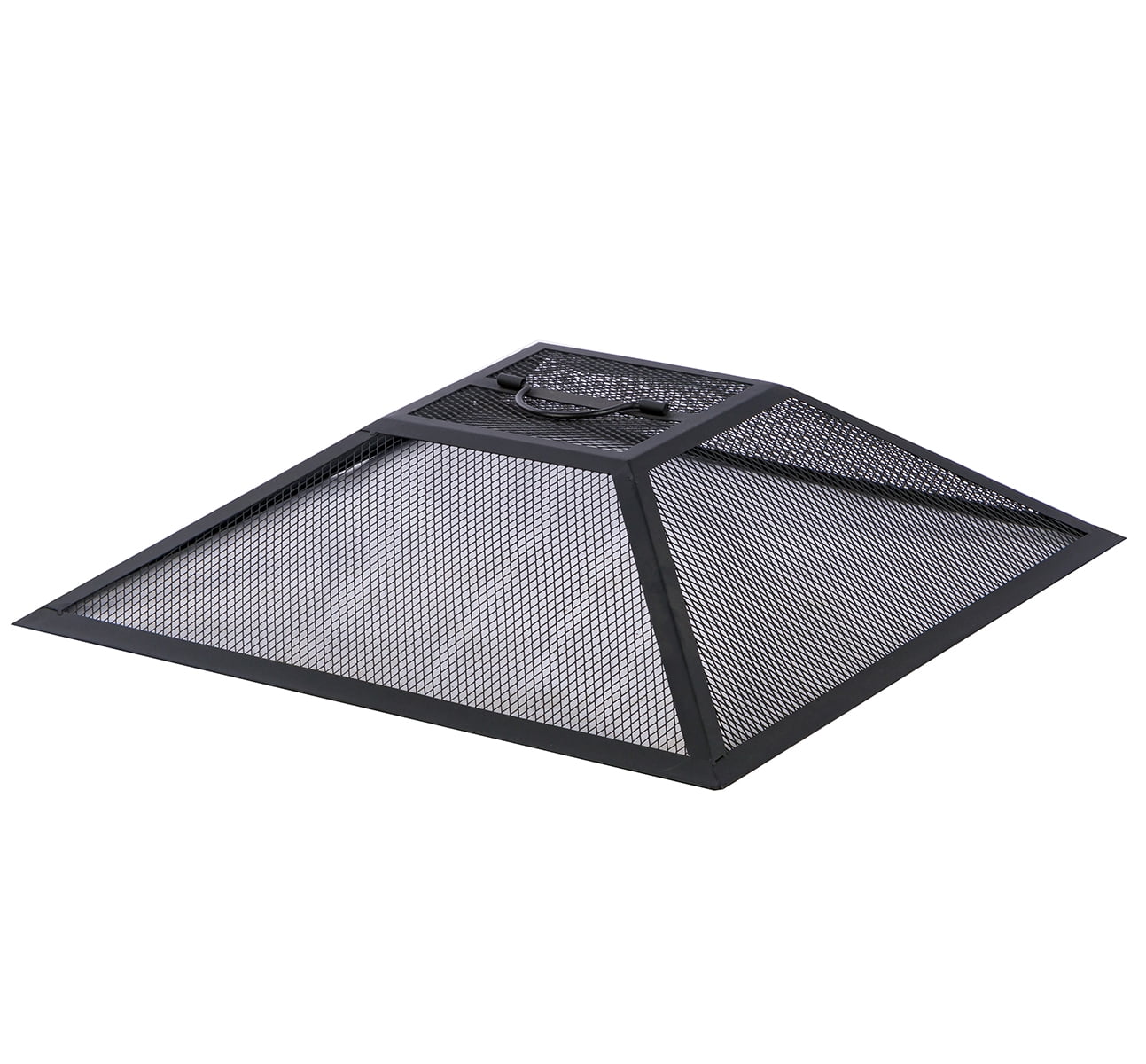 MistMo 26" Fire Pit with Grill for Outside, Square Outdoor Wood Burning Metal Firepit with Poker Black