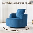 thumbnail image 4 of Furniliving Swivel Accent Chair, Oversized Round Barrel Chair with Pillows, Corduroy Fabric Armchair Chair, Upholstered Single Sofa for Living Room, Bedroom, Office (Blue), 4 of 10